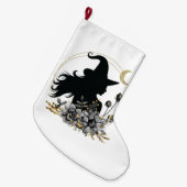 モダンコンテンポラリーハロウィーンの魔女 ラージクリスマスストッキング (正面 (吊り時))