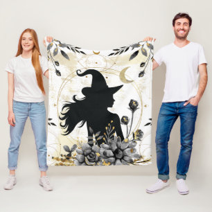 モダンコンテンポラリーハロウィーン魔女3 フリースブランケット