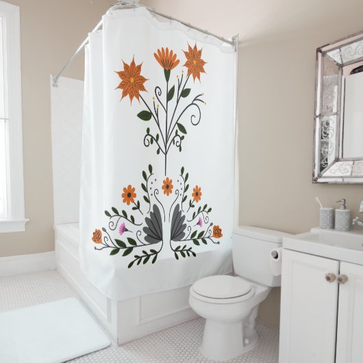 モダンコンテンポラリーフローラ シャワーカーテン (インサイチュ)