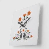 モダンコンテンポラリーフローラ スクエア壁時計 (傾斜)