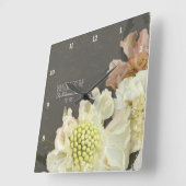 モダンコンテンポラリー丹頂花 スクエア壁時計 (傾斜)