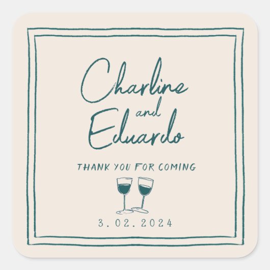 モダンコンテンポラリー字レトロ結婚 スクエアシール (正面)