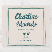 モダンコンテンポラリー字レトロ結婚 スパークリングワインラベル (シングルラベル)