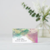 モダンコンテンポラリー抽象芸術金ゴールドグリーンピンク 名刺 (スタンド正面)