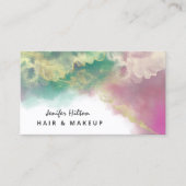 モダンコンテンポラリー抽象芸術金ゴールドグリーンピンク 名刺 (正面)