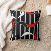 モダンコンテンポラリー抽象芸術黒の赤 クッション (ブランケット)