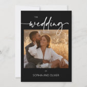 モダンコンテンポラリー白結婚色 招待状 (裏面)