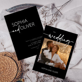 モダンコンテンポラリー白結婚色 招待状