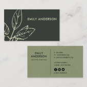 モダンコンテンポラリー白黒グ葉リー 名刺 (正面/裏面)