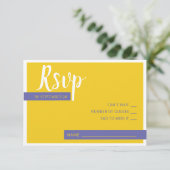 モダンコンテンポラリー紫結婚黄ミニマル色 出欠カード (スタンド正面)