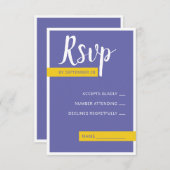 モダンコンテンポラリー紫結婚黄ミニマル色 出欠カード (正面/裏面)