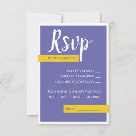 モダンコンテンポラリー紫結婚黄ミニマル色 出欠カード