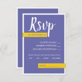 モダンコンテンポラリー紫結婚黄ミニマル色 出欠カード (正面/裏面)