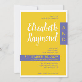 モダンコンテンポラリー結婚黄ミニマル紫 招待状