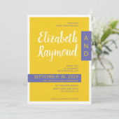モダンコンテンポラリー結婚黄ミニマル紫 招待状 (スタンド正面)