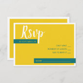 モダンコンテンポラリー緑・黄結婚色ミニマル 出欠カード (正面/裏面)