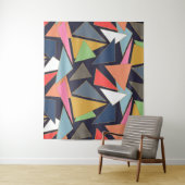 モダンコンテンポラリー金ゴールド線カラフル三角形 タペストリー (インサイチュ)