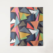 モダンコンテンポラリー金ゴールド線カラフル三角形 タペストリー (正面)