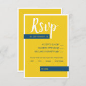 モダンコンテンポラリー青結婚黄ミニマル 出欠カード (正面/裏面)