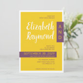 モダンコンテンポラリー黄結婚ミニマル色 招待状 (スタンド正面)