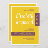 モダンコンテンポラリー黄結婚ミニマル色 招待状 (正面/裏面)