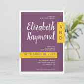 モダンコンテンポラリー黄結婚ミニマル色 招待状 (スタンド正面)