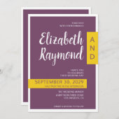 モダンコンテンポラリー黄結婚ミニマル色 招待状 (正面/裏面)