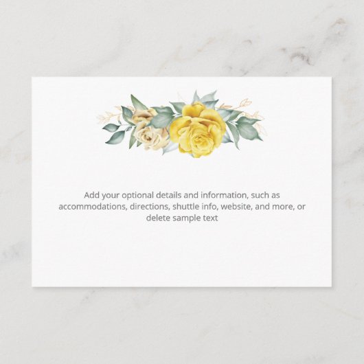 モダンコンテンポラリー黄色結婚水色 エンクロージャーカード (裏面)