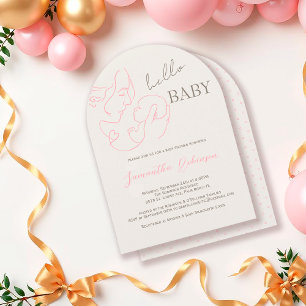 モダンコンテンポラリーHello Baby Girl Baby Shower 招待状