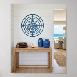 モダンコーストエントランス  nautical コンパス ウォールデコ ポスター