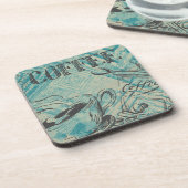 モダンコーヒーアートスケッチ ブルー コースター (左側)