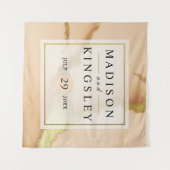 モダンコーラルアブストラクト 🌸 インクオイルウェディング タペストリー (正面(横))