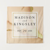 モダンコーラルアブストラクト 🌸 インクオイルウェディング タペストリー (正面)