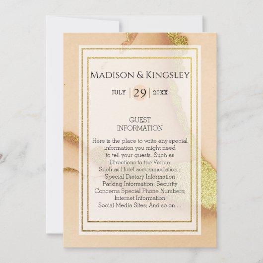 モダンコーラルアブストラクト 💡 インクオイルウェディング 招待状 (正面)