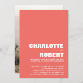 モダンコーラルウェディングレセプション 招待状