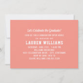 モダンコーラルピンク フォト 卒業パーティー 招待状 (裏面)