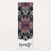 モダンコーラルブラックフローラ離れマンダラパターン ヨガマット (正面)