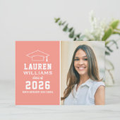 モダンコーラル写真 卒業オープンハウス 招待状 (スタンド正面)