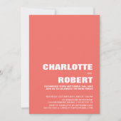 モダンコーラル ウェディング レセプション 招待状 (正面)