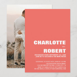 モダンコーラル ウェディング レセプション 招待状