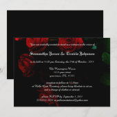 モダンゴシックスタイルの赤いバラの結婚式招待状 招待状 (正面/裏面)