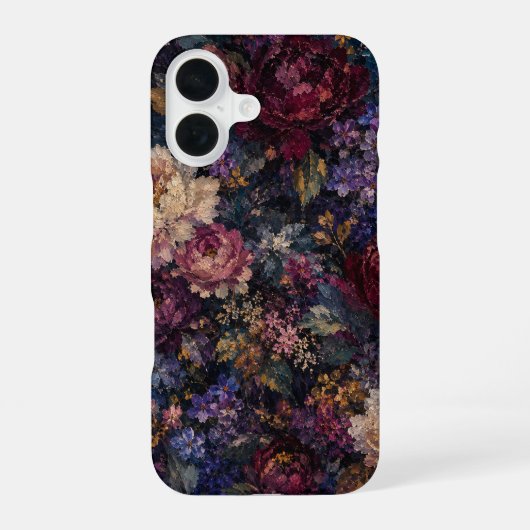 モダンゴシックボタニカル印象派フラワー iPhone 16ケース (裏面)