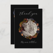 モダンゴシック結婚の黒写真 サンキューカード (正面/裏面)