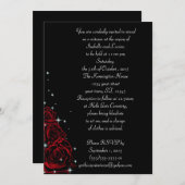 モダンゴシック ウェディングのスパークリング ローズ 招待状 (正面/裏面)