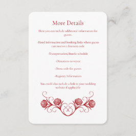 モダンゴシック ローズ スワール クリムゾンレッド ウェディング エンクロージャーカード