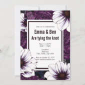 モダンゴス フローラル ダークプラム ウェディング招待状 招待状