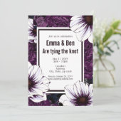 モダンゴス フローラル ダークプラム ウェディング招待状 招待状 (スタンド正面)