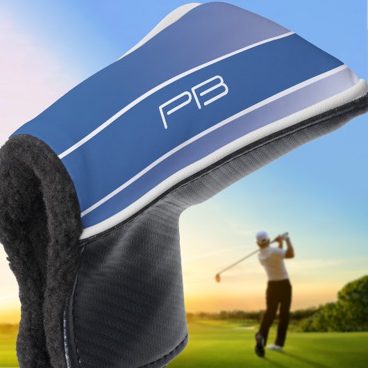 モダンゴルファークールイニシャルグラデーショ王室のン青 ゴルフヘッドカバー