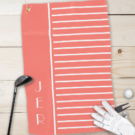 モダンゴルファーテンプレートモノグラムスポーツコーラルホワイト ゴルフタオル