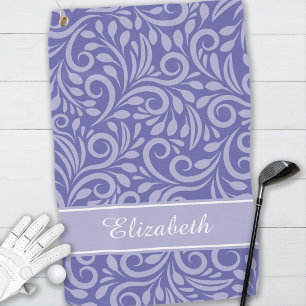 モダンゴルファー名前キュートペリウィンクルブルーパターン ゴルフタオル